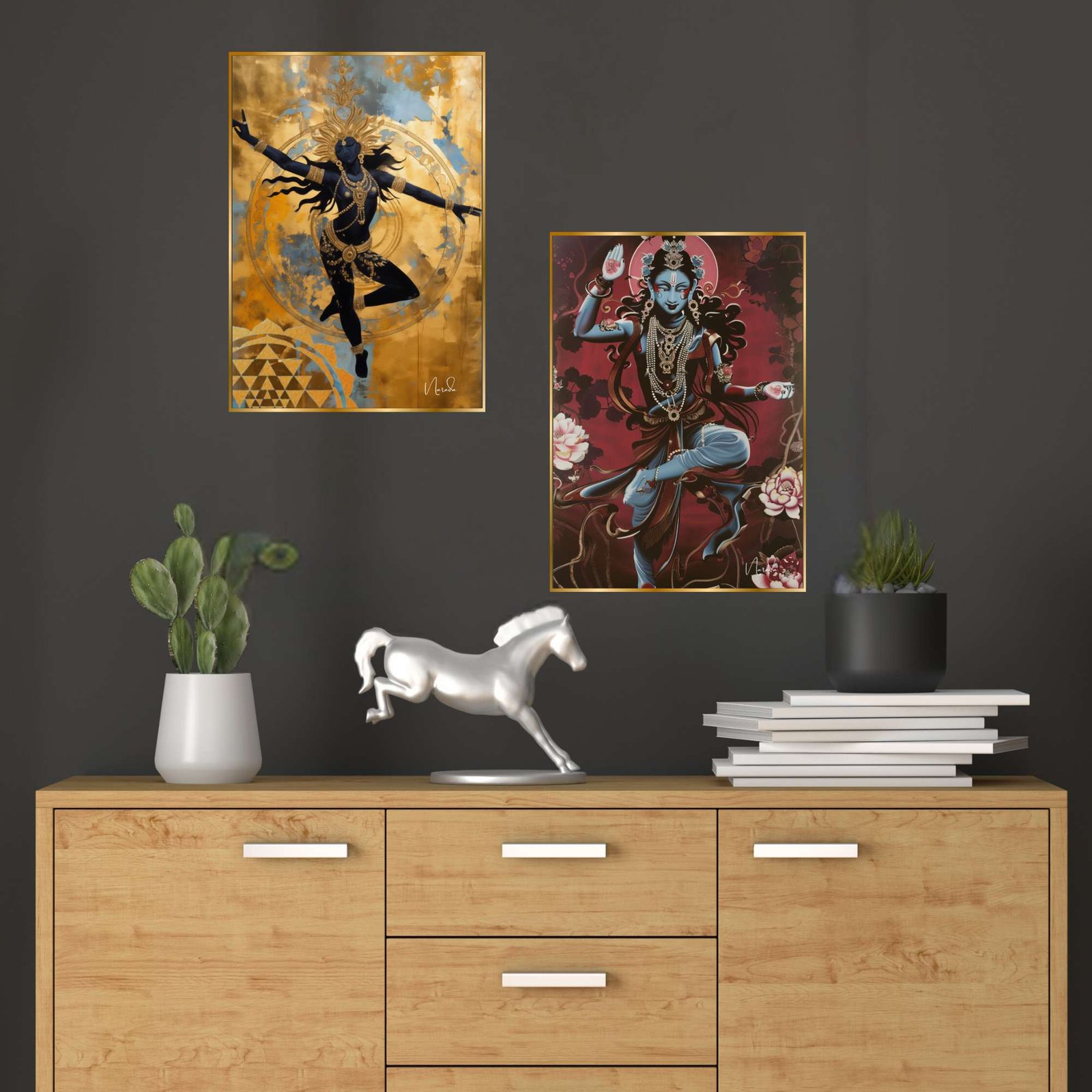 Set of Two Wall Paintings for Wall Dacoration Golden Framed Wall Paintings for Living Room & Bedroom Wall Art for Home Decoration & Office Wall Décor (14x11 inch CH-GD2-1)